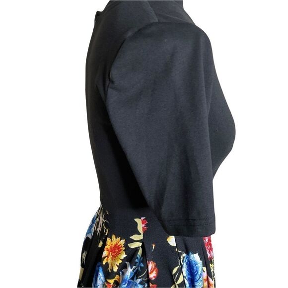 Oxiuli Women’s Dress Size S Fashion Fitted Waist Knit Black Floral - Picture 7 of 16